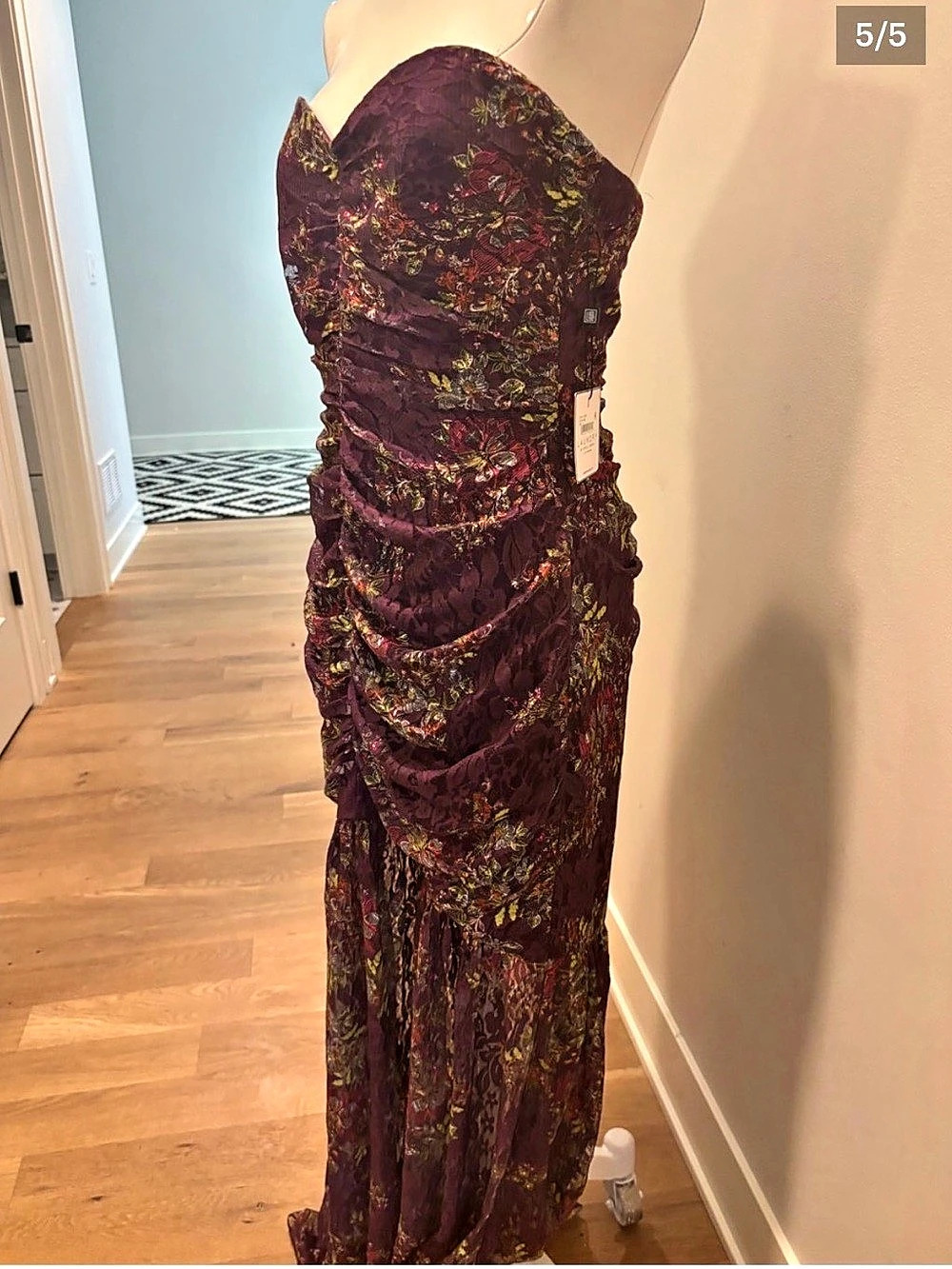 Laundry by Shelli Segal Floral Strapless Maxi Dress in Purple - Picture 7 of 8